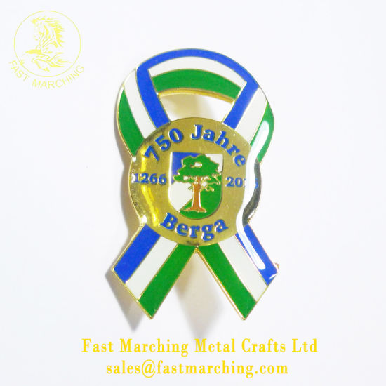 Custom Magnetic Back Ribbon Metal Plate China Suppliers Badge Pin