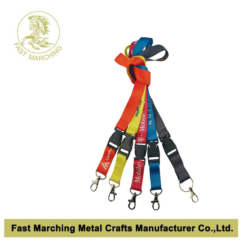 Cmyk Printing Polyester Lanyards Ribbon Strap with Safety Hook Clip