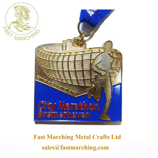 Custom Ribbon Drape Square Gold Iron Personalized Medal Ribbon