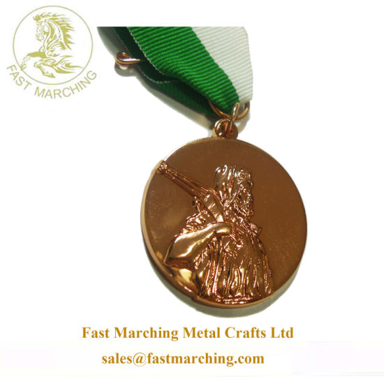 Custom Promotion Gift Medallion Golden Gold Horse Military Medal Ribbons