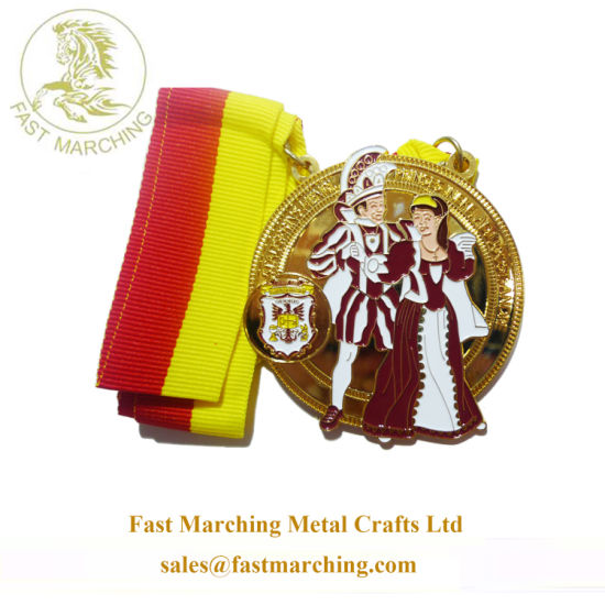 Factory Price Metal Race Sport Logo Fabric Ribbon Enamel Hanger Medal