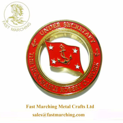 Custom Factory Red Police Department Navy Chief Challenge Metal Coin