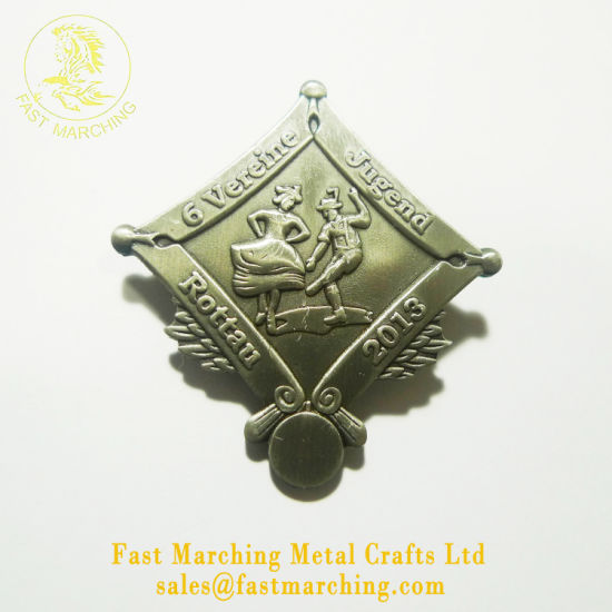 Custom Printed Metal Clothing Badge Diamond Shape Square Awards Emblem