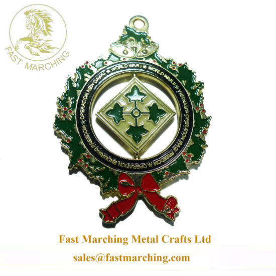Custom 3D Trophy Cup Christmas Ribbon Reel Metal Snowflake Medal
