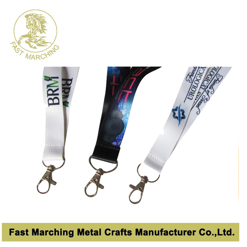 Cmyk Printing Polyester Lanyards Ribbon Strap with Safety Hook Clip