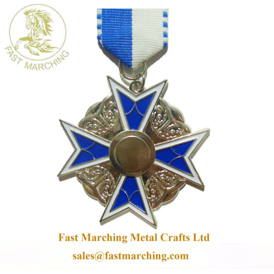 Factory Price Custom Trophy Medallion Ribbons Cross Metal Made Medals