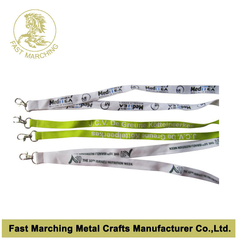 Cmyk Printing Polyester Lanyards Ribbon Strap with Safety Hook Clip