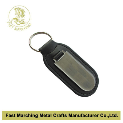 Leather Key Ring with Printed (or Engraved) Metal Part