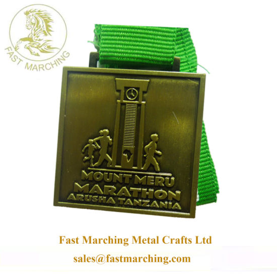 Custom Ribbon Drape Square Gold Iron Personalized Medal Ribbon