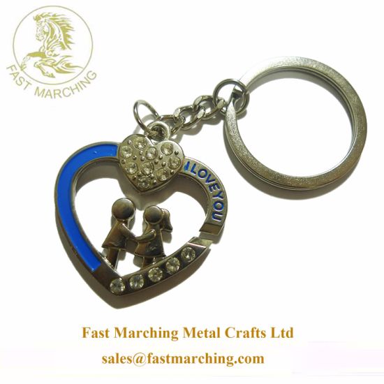Personalized Stainless Steel Gifts Heart Shape Souvenir Enamel Key Chain