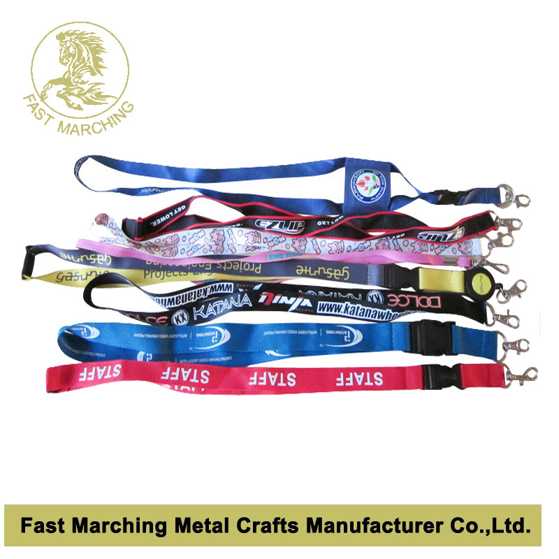 Custom Woven Neck Lanyards with Detachable Buckle Ribbon Strap