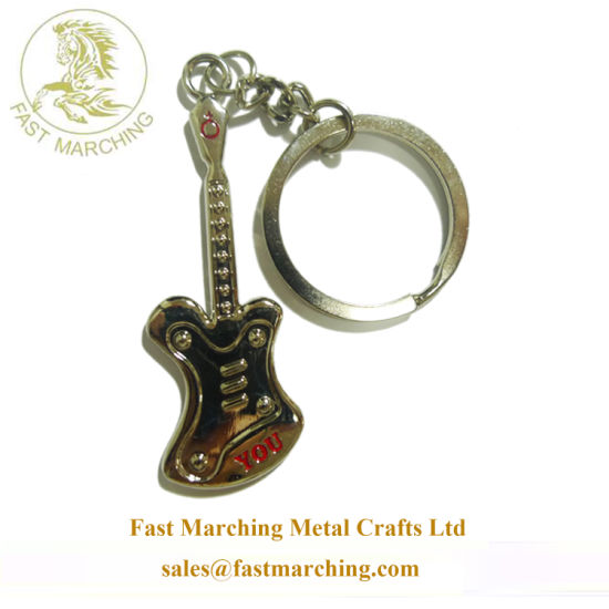 Custom Guitar Floating Fashion Zinc Alloy 3D Engraved Keychains