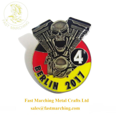 Cheap Custom Promotional Skull Hinged Security Lapel Pin Souvenir Badges