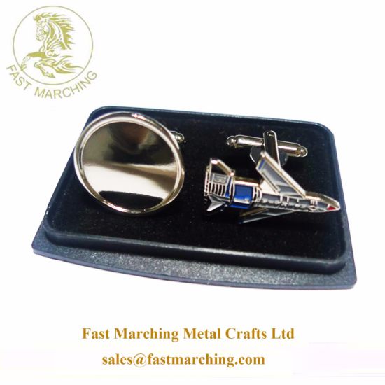 Custom Good Quality Plane Button Men′s Silver 3D Personalised Cufflinks